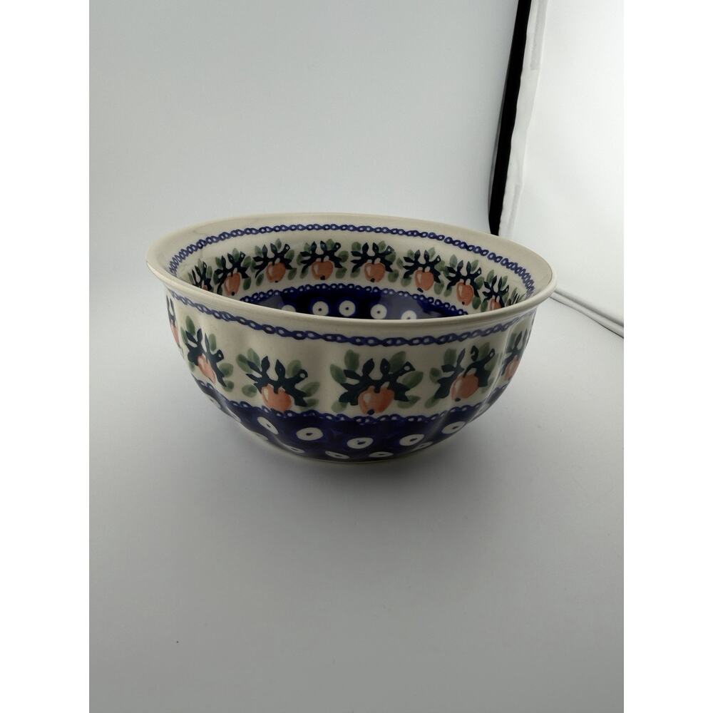 Boleslawiec Manufakura Polish Pottery Apple Bowl 6.75" Wide Hand Painted - Picture 5 of 7